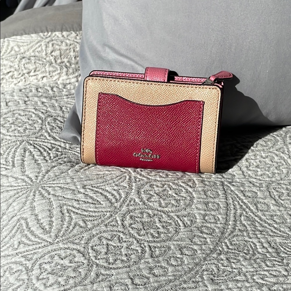 Coach Pink and Tan Leather Wallet